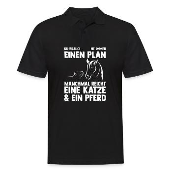 Katzen Pferdeliebhaber Katzenliebhaber Pferde - Männer Poloshirt - Schwarz - Vorne - Kai (181cm)