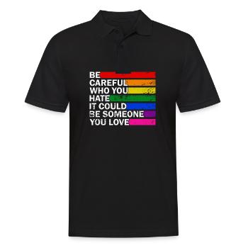LGBTQ-Pride-Mois Faites attention à qui vous détestez - Polo Homme - noir - Devant - Kai (181cm)