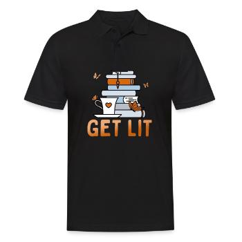Get Lit Reading Quotes Rat de bibliothèque introverti - Polo Homme - noir - Devant - Kai (181cm)