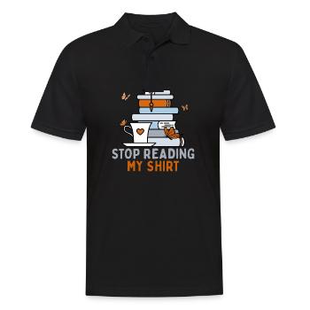Arrête de lire ma chemise Drôle de rat de bibliothèque - Polo Homme - noir - Devant - Kai (181cm)