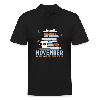 Novembre est le Mois national de la lecture Lire la lecture - Polo Homme - noir - Devant - Kai (181cm)