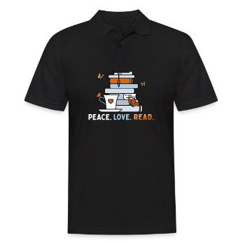 Peace Love Reading Book Lover Summer Reading - Polo Homme - noir - Devant - Kai (181cm)