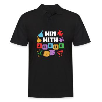 Win with Jesus Christ Holiday Bible School - Men's Polo Shirt - black - Front - Kai (181cm)
