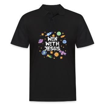 Holiday Bible School Crew Win with Jesus - Men's Polo Shirt - black - Front - Kai (181cm)