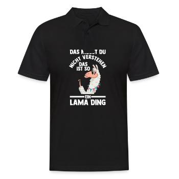 Lama - Männer Poloshirt - Schwarz - Vorne - Kai (181cm)