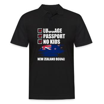 Passeport bagage Pas d’enfants Vacances en Nouvelle-Zélande - Polo Homme - noir - Devant - Kai (181cm)