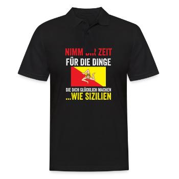 Sizilianer Sizilianisch Sizilien - Männer Poloshirt - Schwarz - Vorne - Kai (181cm)