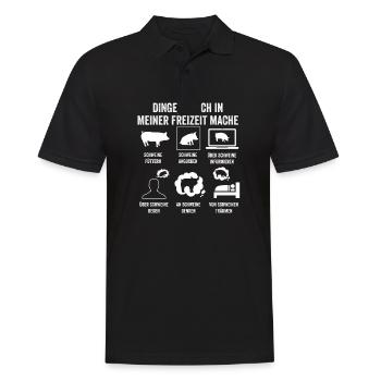 Ferkel Landwirt Bauer Bauernhof Schweine - Männer Poloshirt - Schwarz - Vorne - Kai (181cm)