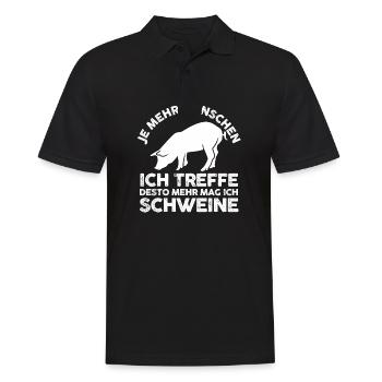 Ferkel Landwirt Bauer Bauernhof Schweine - Männer Poloshirt - Schwarz - Vorne - Kai (181cm)