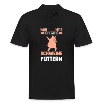 Ferkel Landwirt Bauer Bauernhof Schweine - Männer Poloshirt - Schwarz - Vorne - Kai (181cm)