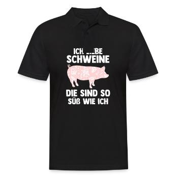Ferkel Landwirt Bauer Bauernhof Schweine - Männer Poloshirt - Schwarz - Vorne - Kai (181cm)
