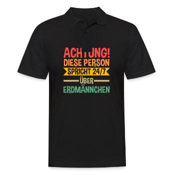 Erdmännchen - Männer Poloshirt - Schwarz - Vorne - Kai (181cm)