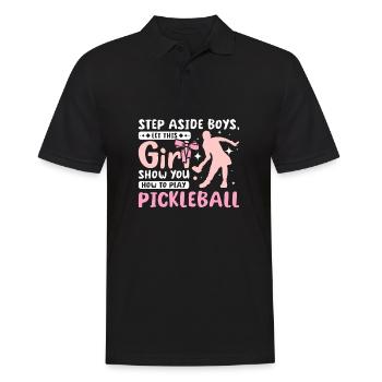 Laissez cette fille vous montrer comment jouer au pickleball - Polo Homme - noir - Devant - Kai (181cm)