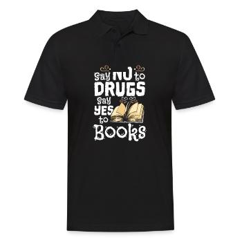 Dites non aux drogues Dites oui aux livres Ruban rouge - Polo Homme - noir - Devant - Kai (181cm)