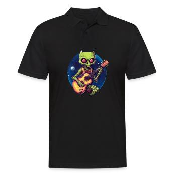 Green Alien Guitariste - Polo Homme - noir - Devant - Kai (181cm)