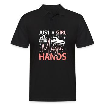 Just a girl with magic hands Chiropractor - Men's Polo Shirt - black - Front - Kai (181cm)