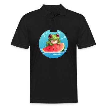 Frog on watermelon in the sea - Men's Polo Shirt - black - Front - Kai (181cm)