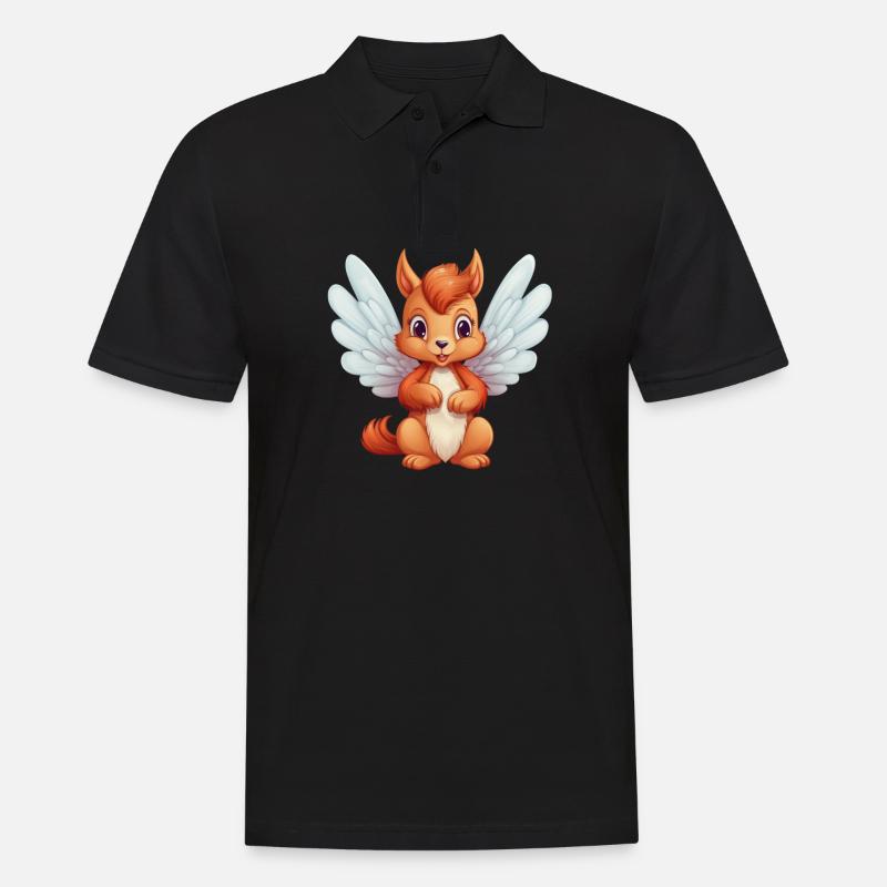 Süßes Eichhörnchen-Engel-Comic - Männer Poloshirt - Schwarz
