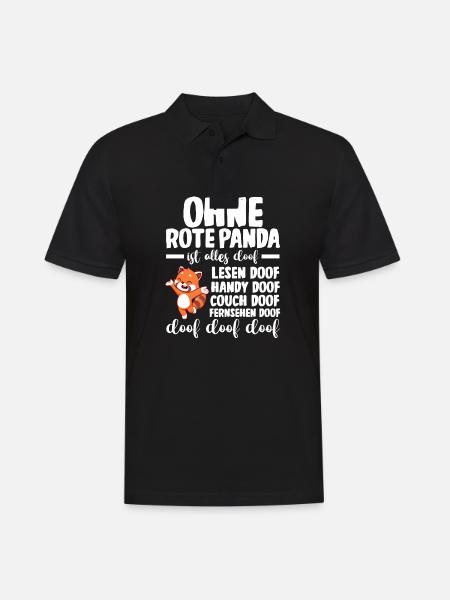 Roter Panda - Männer Poloshirt - Schwarz