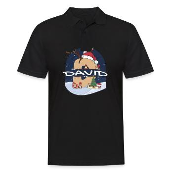Toller David-Name mit Weihnachtsmütze im Weihnachtsthema - Männer Poloshirt - Schwarz - Vorne - Kai (181cm)