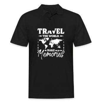 Parcourir le monde pour créer des souvenirs - Polo Homme - noir - Devant - Kai (181cm)