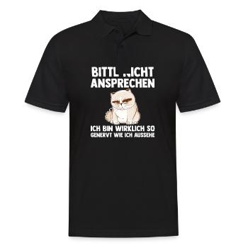 Katze Bitte Nicht Ansprechen - Männer Poloshirt - Schwarz - Vorne - Kai (181cm)