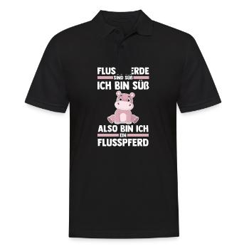 Nilpferd Flusspferd - Männer Poloshirt - Schwarz - Vorne - Kai (181cm)