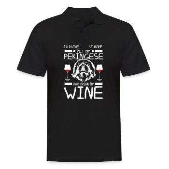 Sit at home pet my pekingese and drink wine - Men's Polo Shirt - black - Front - Kai (181cm)