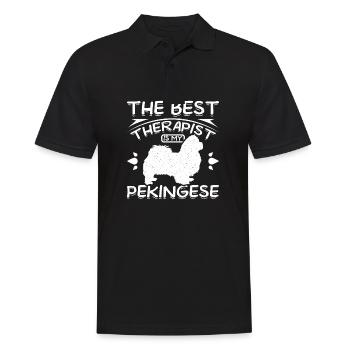 The best therapist is my pekingese - Men's Polo Shirt - black - Front - Kai (181cm)