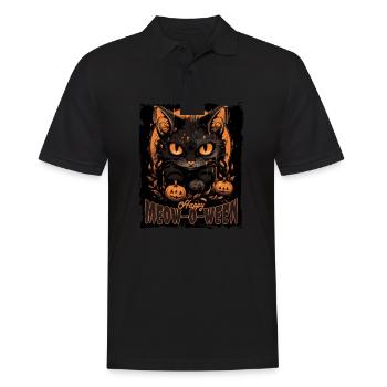 Happy Meow-o-Ween Cute Black Cat Party Costume - Men's Polo Shirt - black - Front - Kai (181cm)