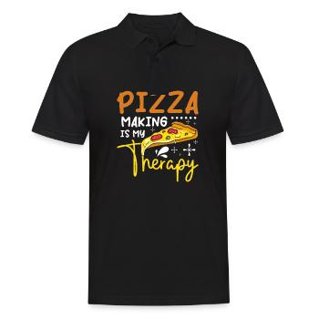 Pizza making is my therapy - Männer Poloshirt - Schwarz - Vorne - Kai (181cm)