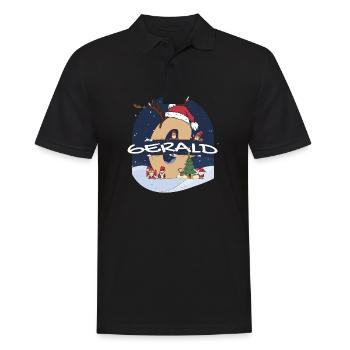 Awesome Gerald Name w Santa Hat in Xmas Theme - Men's Polo Shirt - black - Front - Kai (181cm)