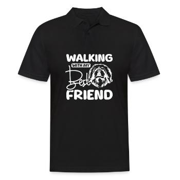 Marcher avec mon meilleur ami pékinois - Polo Homme - noir - Devant - Kai (181cm)