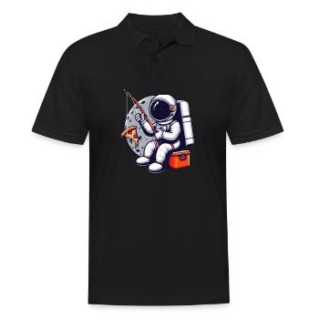 An astronaut fishes pizza in space - Men's Polo Shirt - black - Front - Kai (181cm)