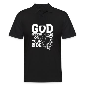 God is always on your side - Männer Poloshirt - Schwarz - Vorne - Kai (181cm)