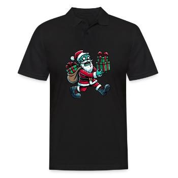 Comic Weihnachtsmann Zombie Süße Weihnachten - Männer Poloshirt - Schwarz - Vorne - Kai (181cm)