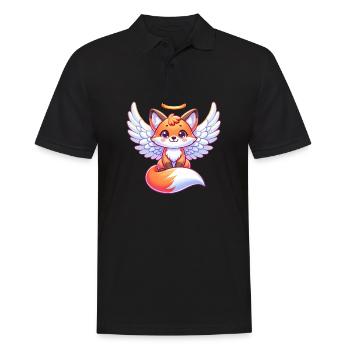 Rotfuchs Engel Heiligenschein Flügel - Männer Poloshirt - Schwarz - Vorne - Kai (181cm)