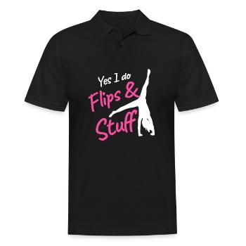 Yes I do flips & stuff - Männer Poloshirt - Schwarz - Vorne - Kai (181cm)