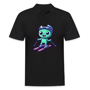 Green Alien Skiing Alien - Men's Polo Shirt - black - Front - Kai (181cm)