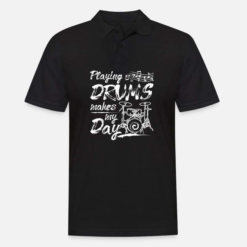 Playing drums makes my day - Männer Poloshirt - Schwarz