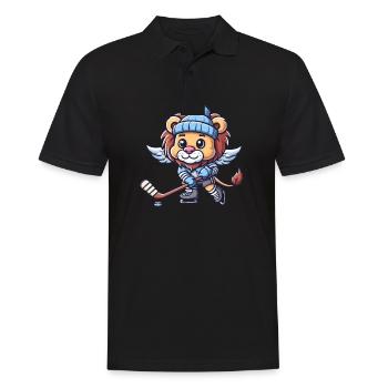 Süßer Comic Löwe Flügel Eishockey - Männer Poloshirt - Schwarz - Vorne - Kai (181cm)