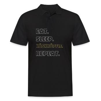 Essen. Trinken. Käsknöpfle. Repeat - Männer Poloshirt - Schwarz - Vorne - Kai (181cm)