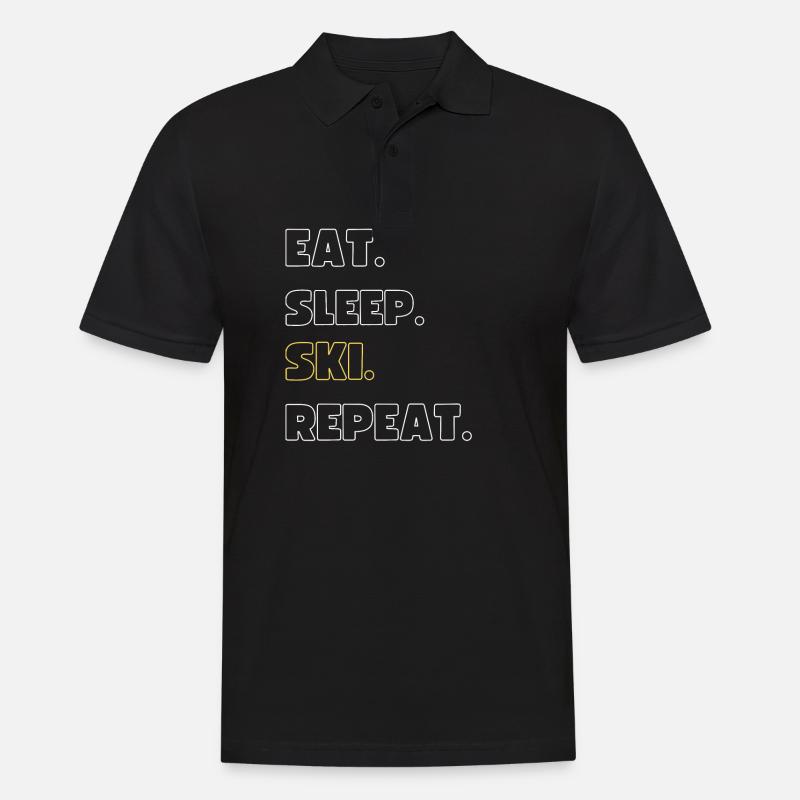 Eat. Sleep. Ski. Repeat - Männer Poloshirt - Schwarz