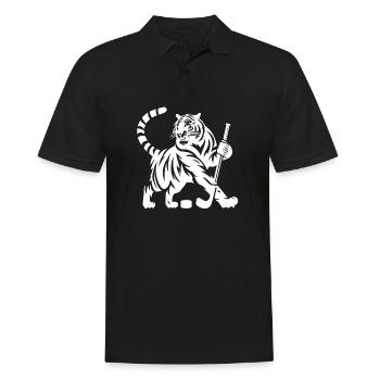 Silhouette minimaliste de joueur de hockey sur glace tigre - Polo Homme - noir - Devant - Kai (181cm)