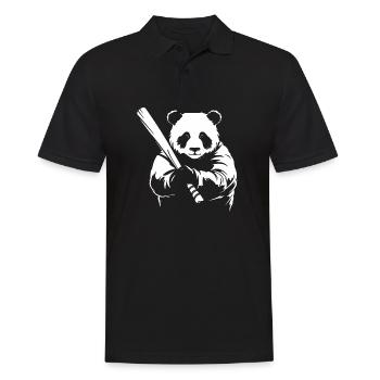 Minimalistische Panda Baseballspieler Silhouette - - Männer Poloshirt - Schwarz - Vorne - Kai (181cm)
