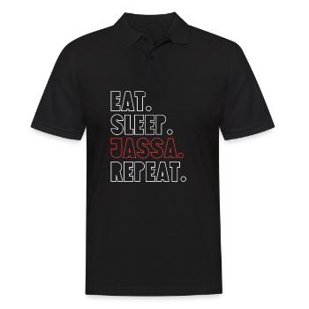 Essen Trinken Jassa Repeat - Männer Poloshirt - Schwarz - Vorne - Kai (181cm)