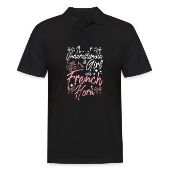 Ne sous-estimez jamais une fille avec un cor français - Polo Homme - noir - Devant - Kai (181cm)