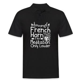 Jouer du cor français, c’est comme la méditation, mais en plus fort - Polo Homme - noir - Devant - Kai (181cm)