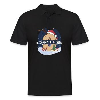Awesome Ortiz Name w Santa Hat in Xmas Theme - Men's Polo Shirt - black - Front - Kai (181cm)