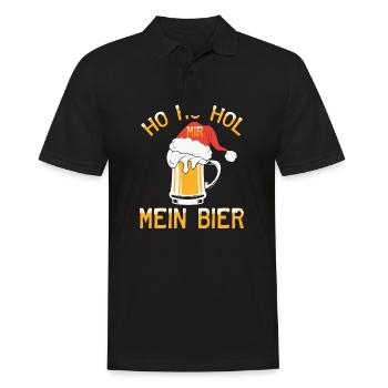 Ho Ho Hol mir ein Bier lustige Weihnachten Sprüche - Männer Poloshirt - Schwarz - Vorne - Kai (181cm)
